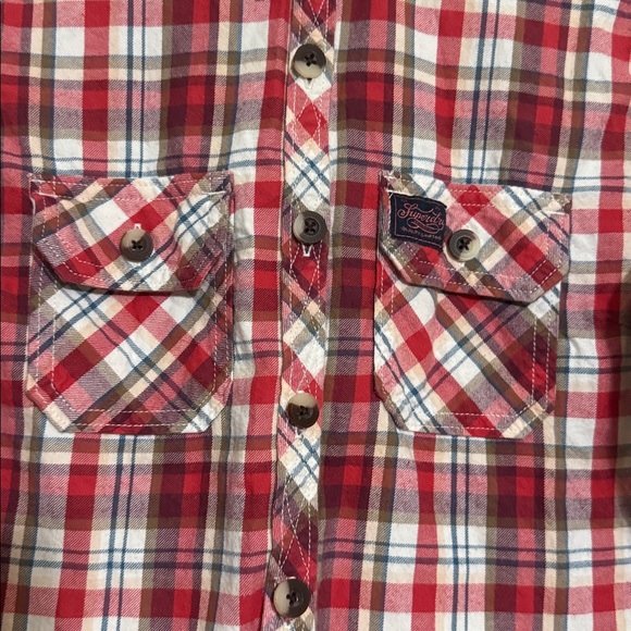Superdry Black and Red Label flannel casual button down shirt women L festival - Picture 5 of 10
